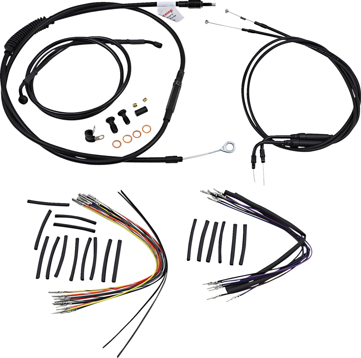Complete Black Vinyl Handlebar Cable/Line Kit For Ape Hangers - 14" - '00-'06 FLST