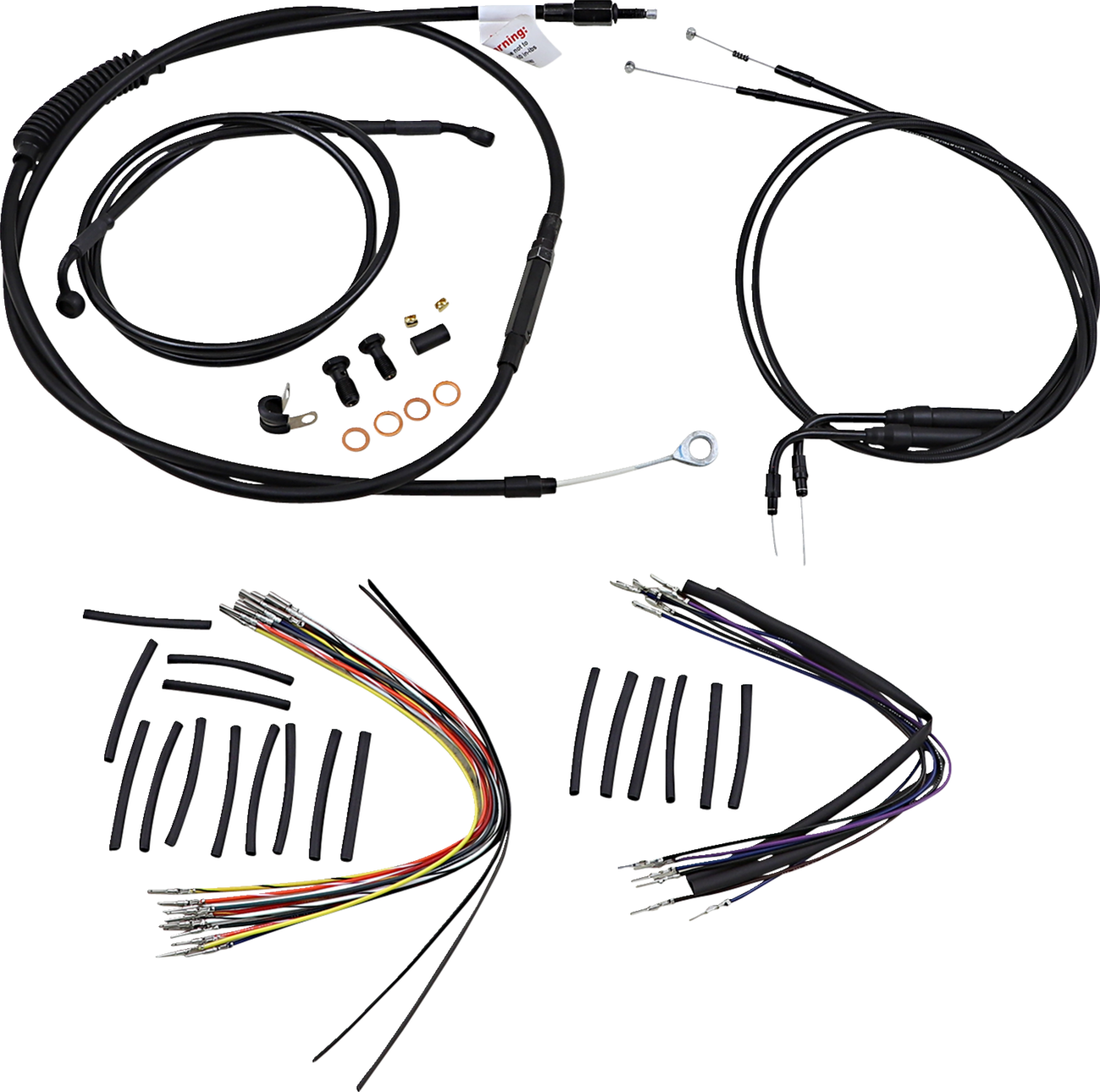Complete Black Vinyl Handlebar Cable/Line Kit For Ape Hangers - 14" - '00-'06 FLST