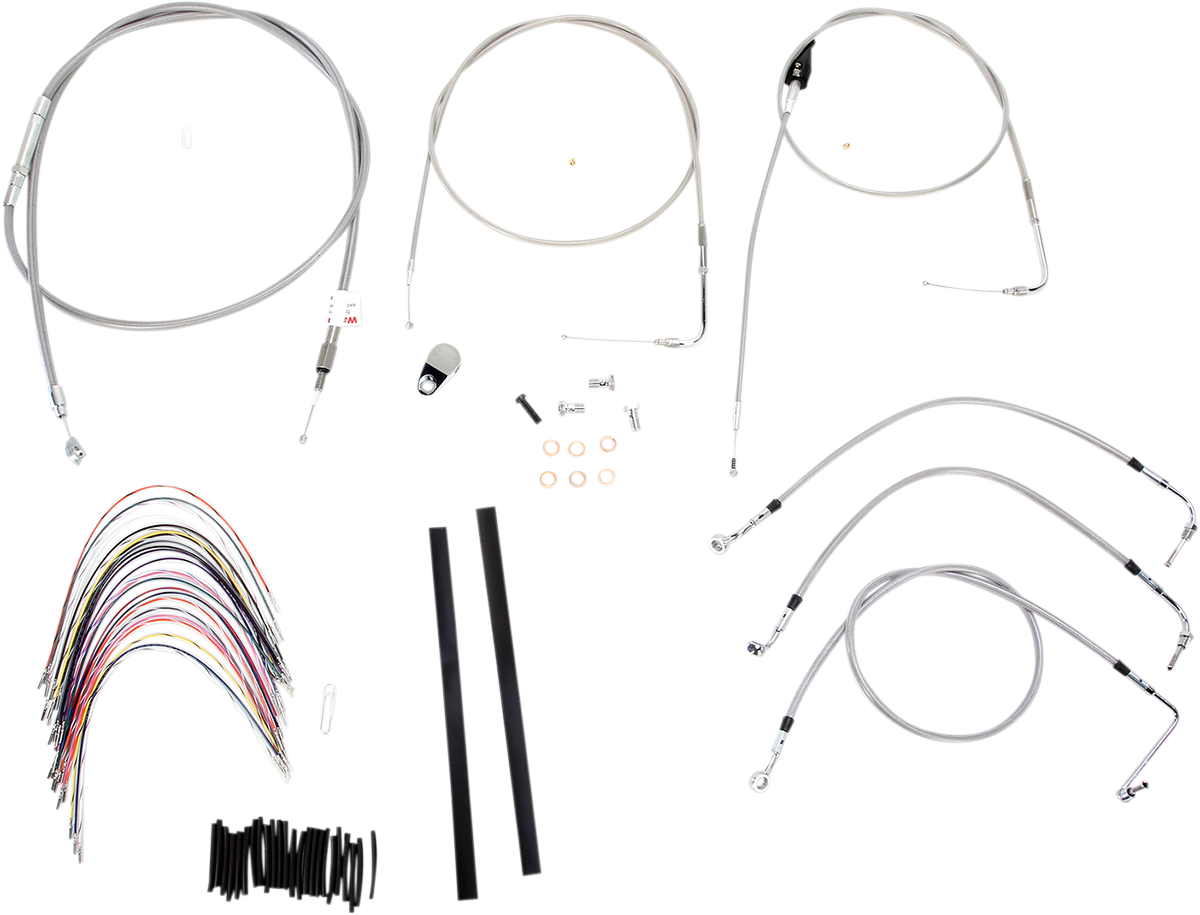 Complete Stainless Braided Handlebar Cable/Brake Line Kit - 18" Ape Hangers - '00-'06 Touring