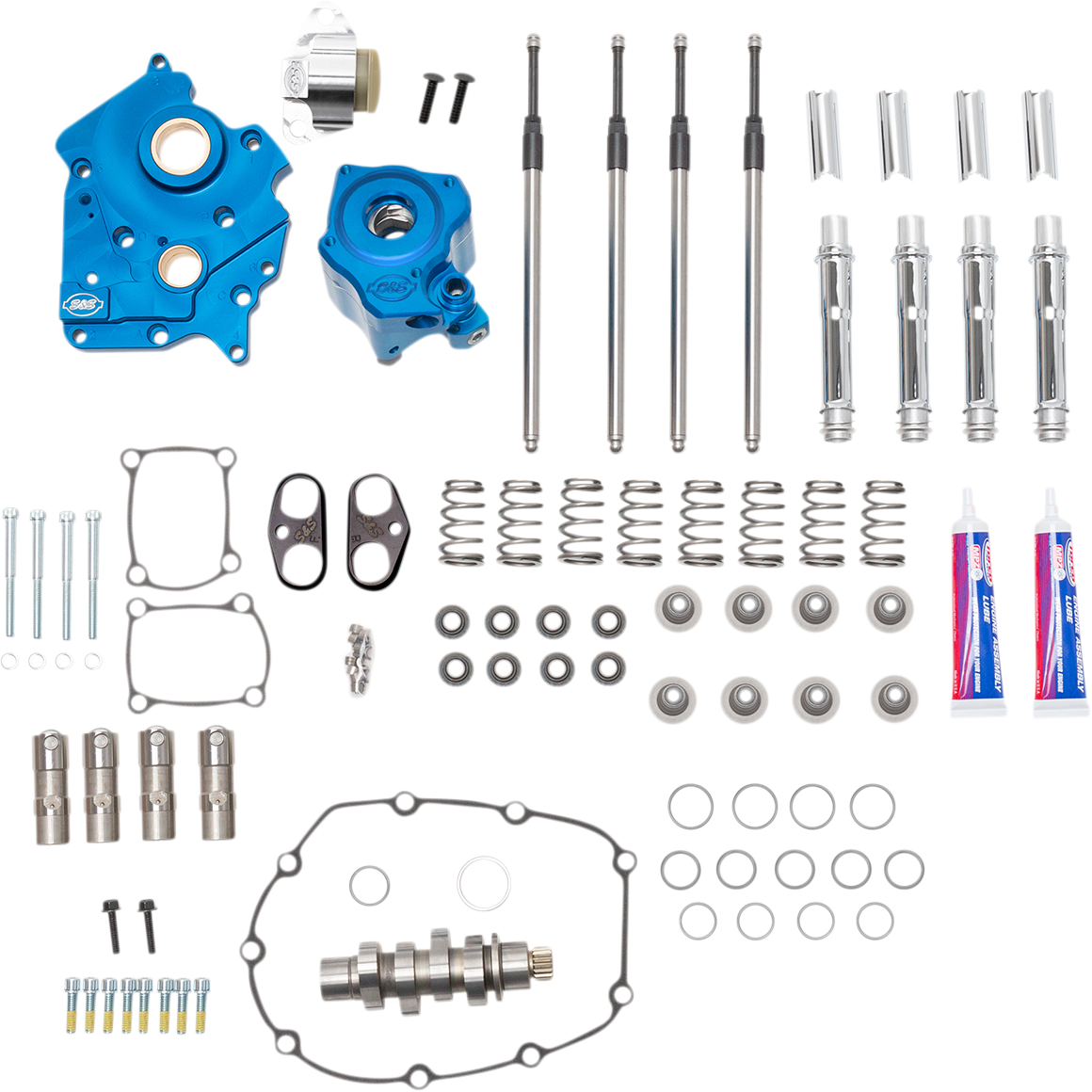 Cam Chest Kit With Plate - Chain Drive - Water Cooled - 550 Cam - Chrome Pushrods - M8