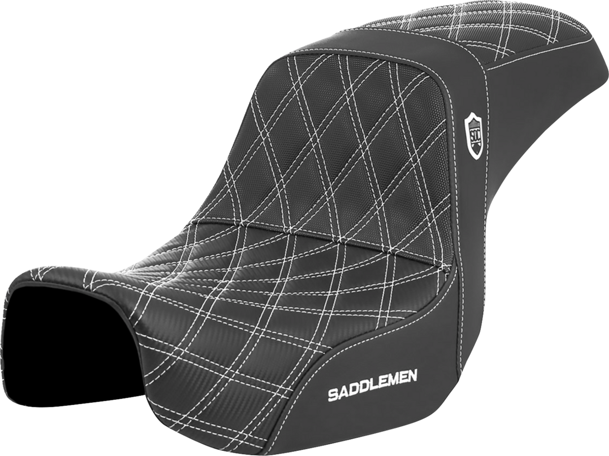 Pro Series SDC Performance Seat - Carbon Fiber/Lumbar Gripper - White Stitch - Dyna '06-'17