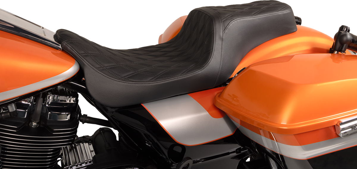 Predator 1Up Seat - Vinyl - Double Diamond Black Stitch - FLH '08-'23