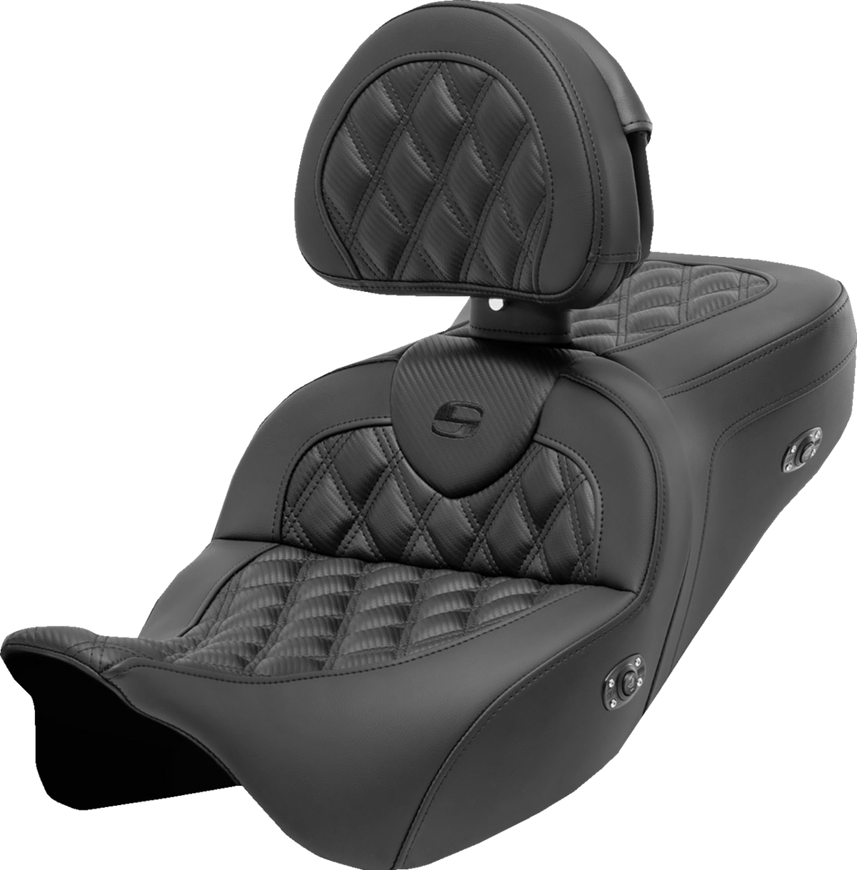 Roadsofa™ Seat - With Backrest - Lattice Stitch - Carbon Fiber - FL '08-'23