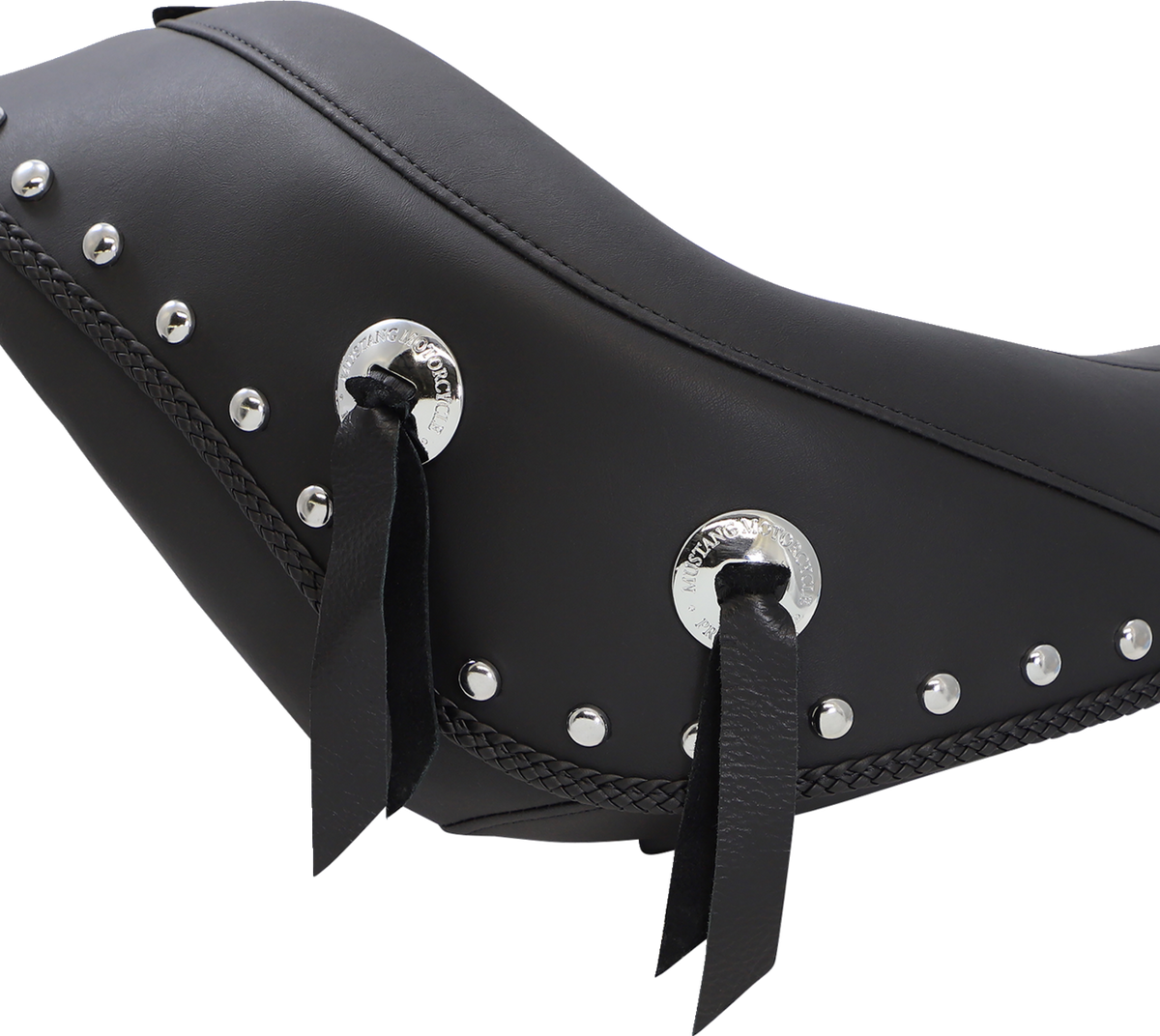 Wide Solo Seat - With Backrest - Black - Studded W/ Concho - Softail '06-'17