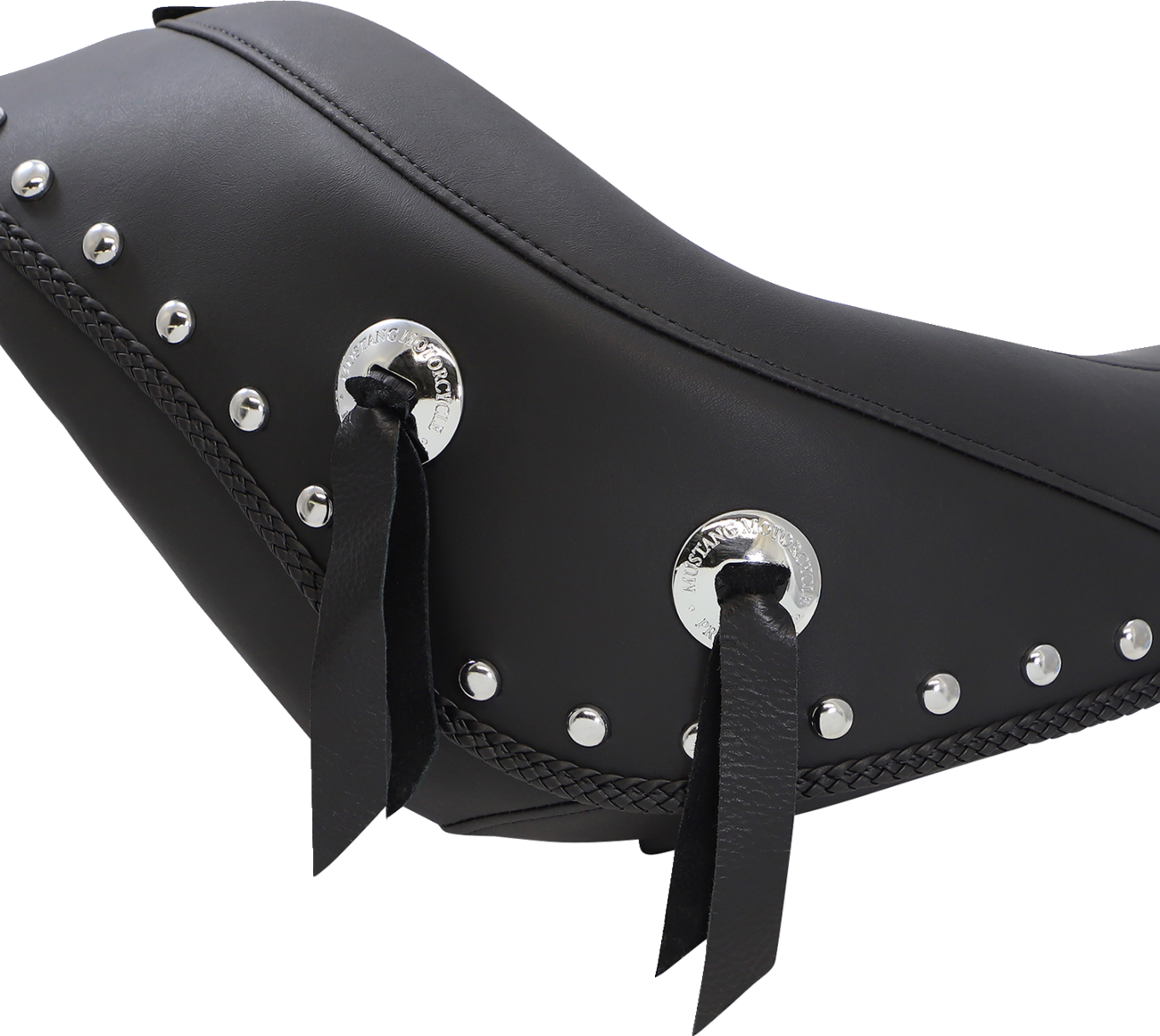 Wide Solo Seat - With Backrest - Black - Studded W/ Concho - Softail '06-'17