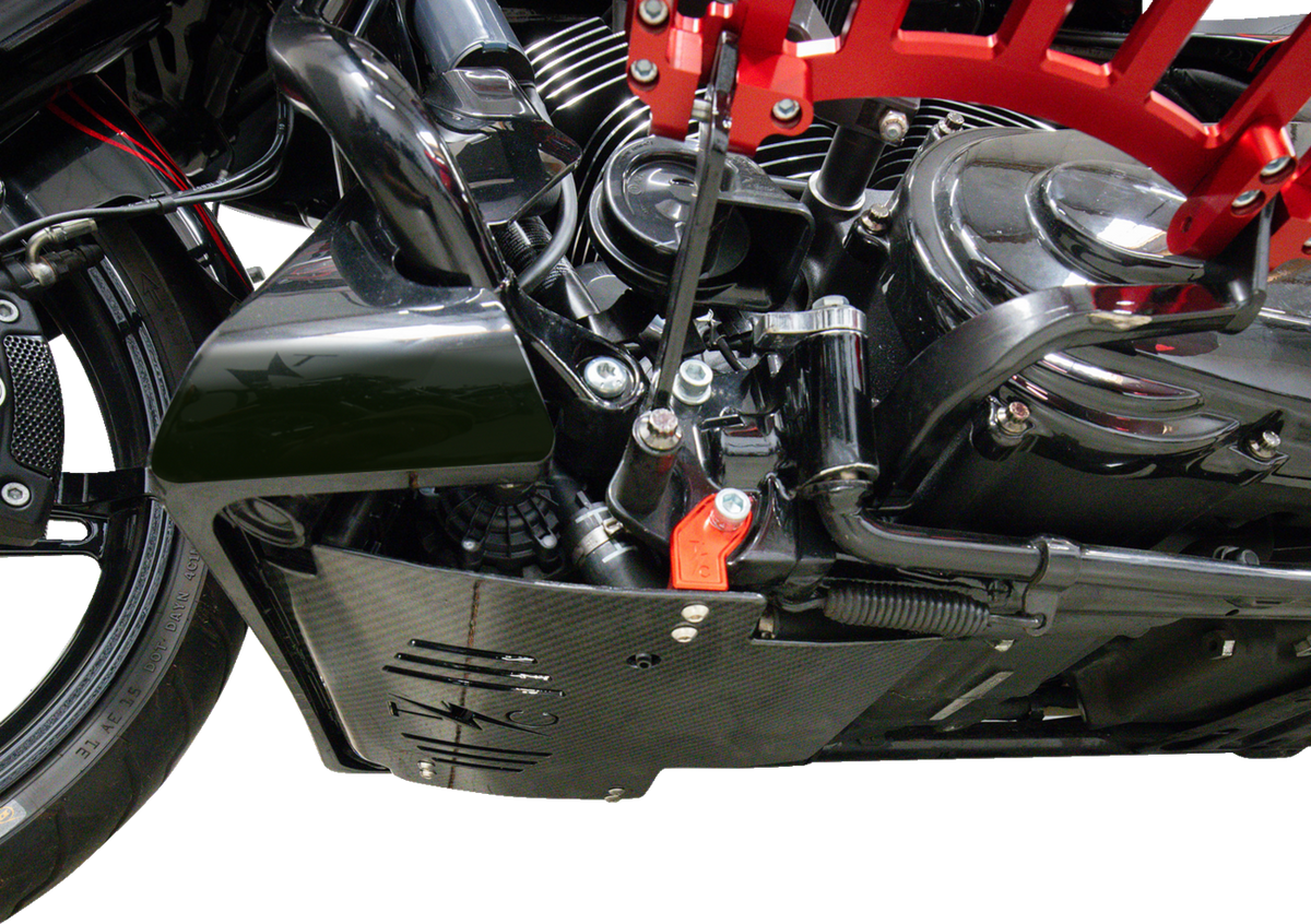 Skid Plate - Carbon Fiber/Gloss - With Red Brackets - FLHX/FLTRX