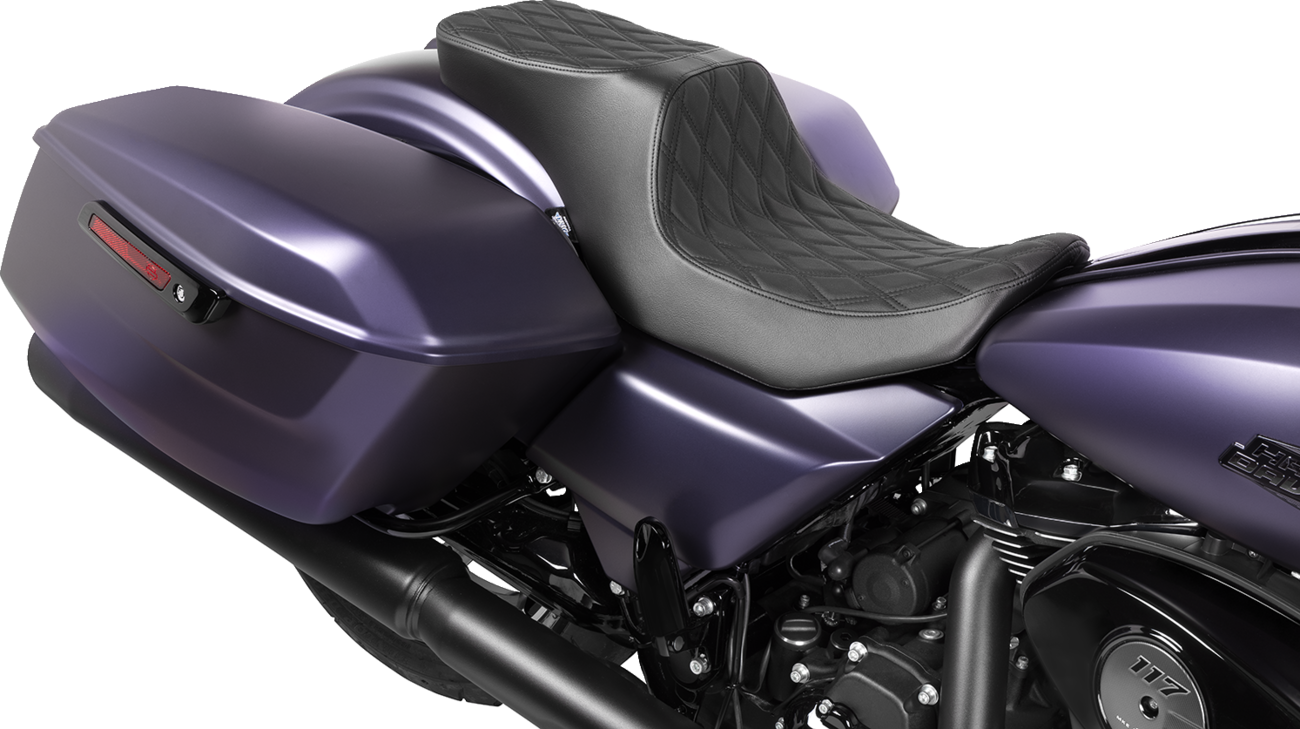 Predator 2-Up Seat - Vinyl - Double Diamond Black Stitch - W/O Backrest - FLTR/FLHX '23-'24