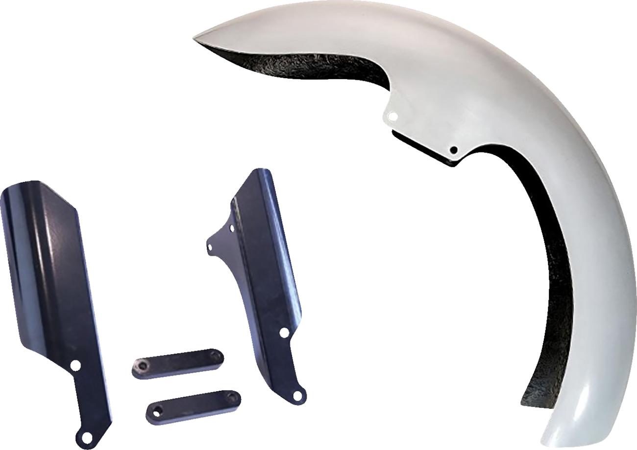 Sport Front Fender - 19" Wheel - Black Inverted Fork Adapter - HD Softail