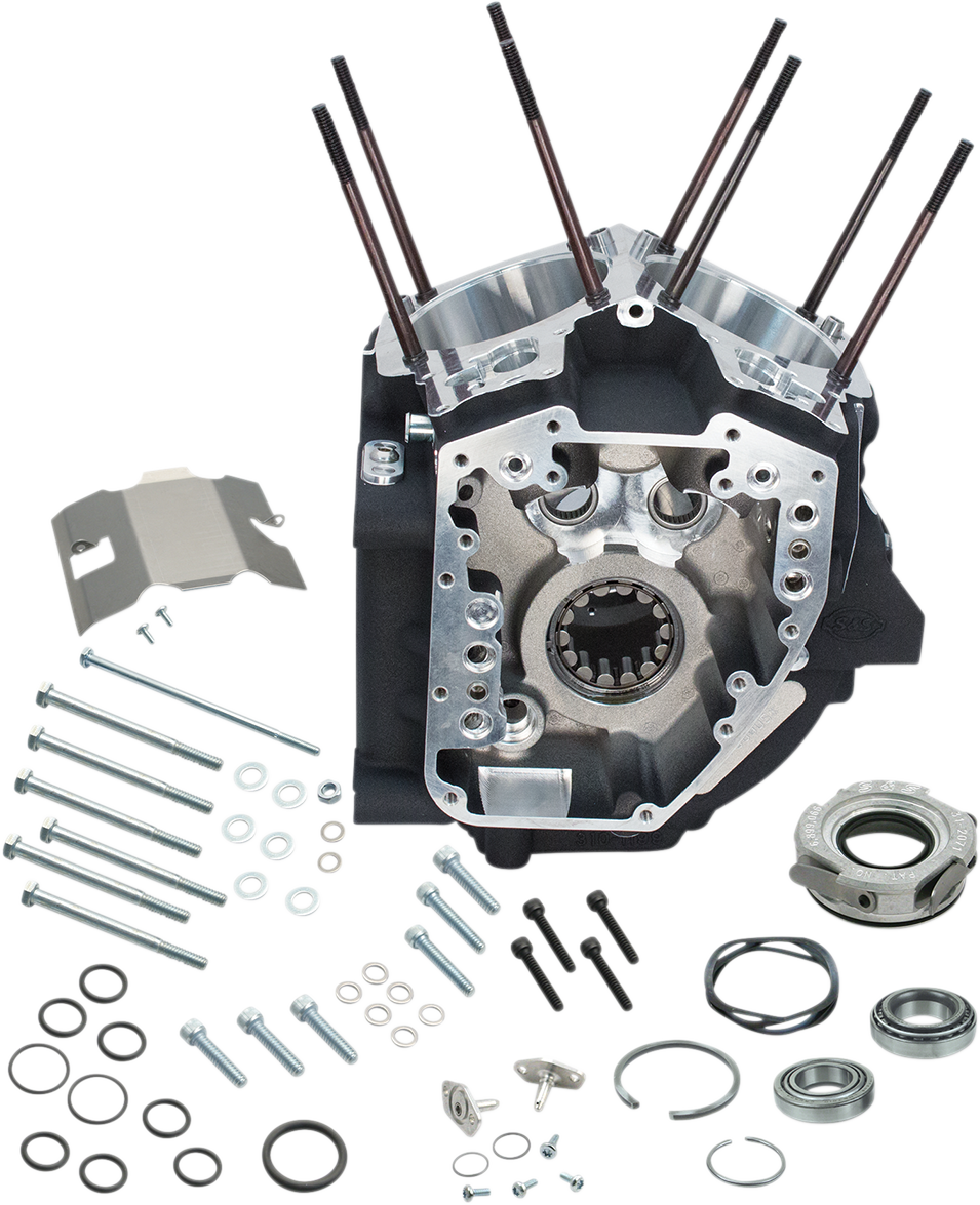 Engine Case - 4.125" Bore W/Stock Stud Pattern - 88A Engine Type - Wrinkle Black - Twin Cam