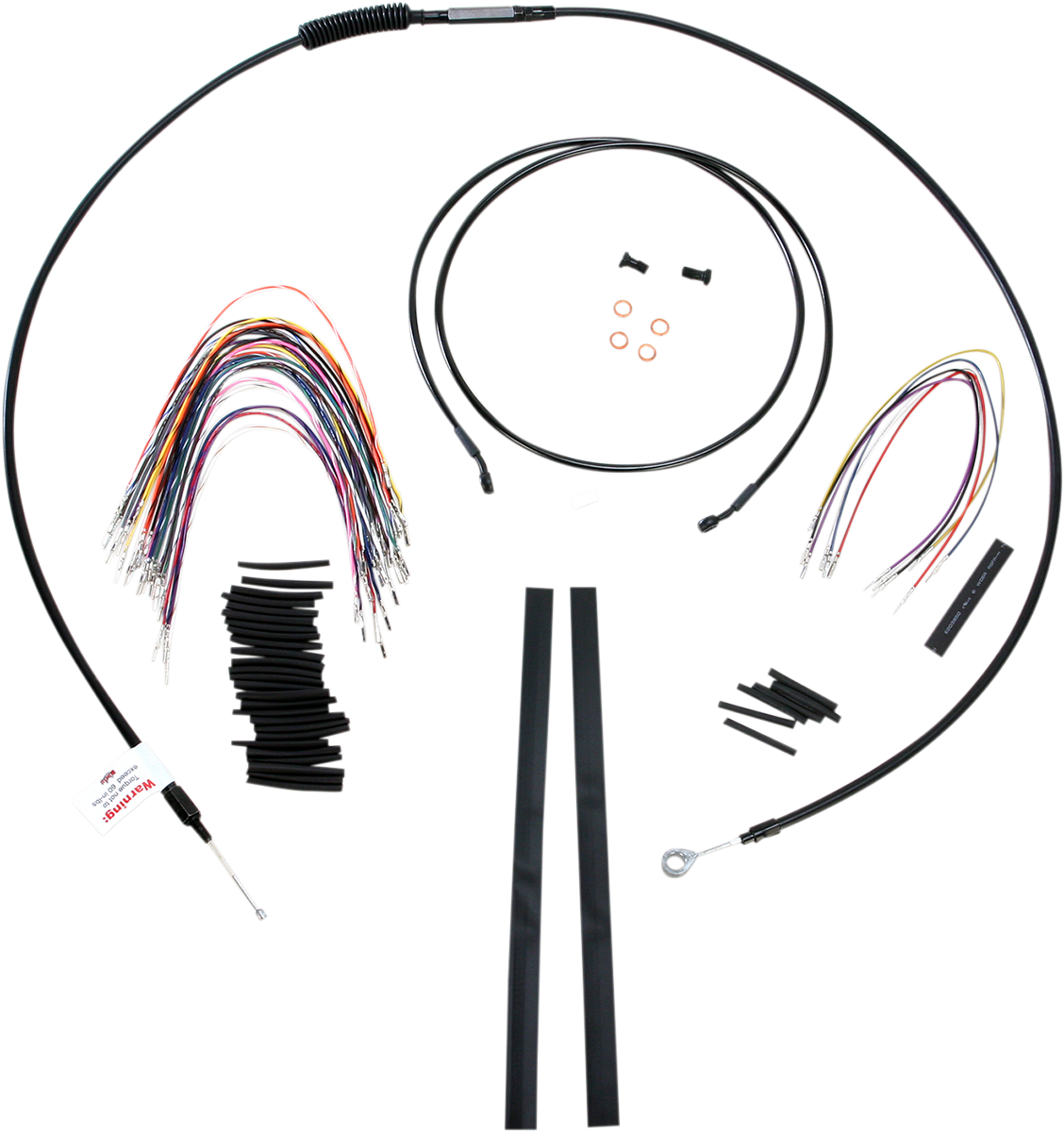 Complete Black Vinyl Handlebar Cable/Line Kit For Ape Hangers - 15" - '08-'13 FLH