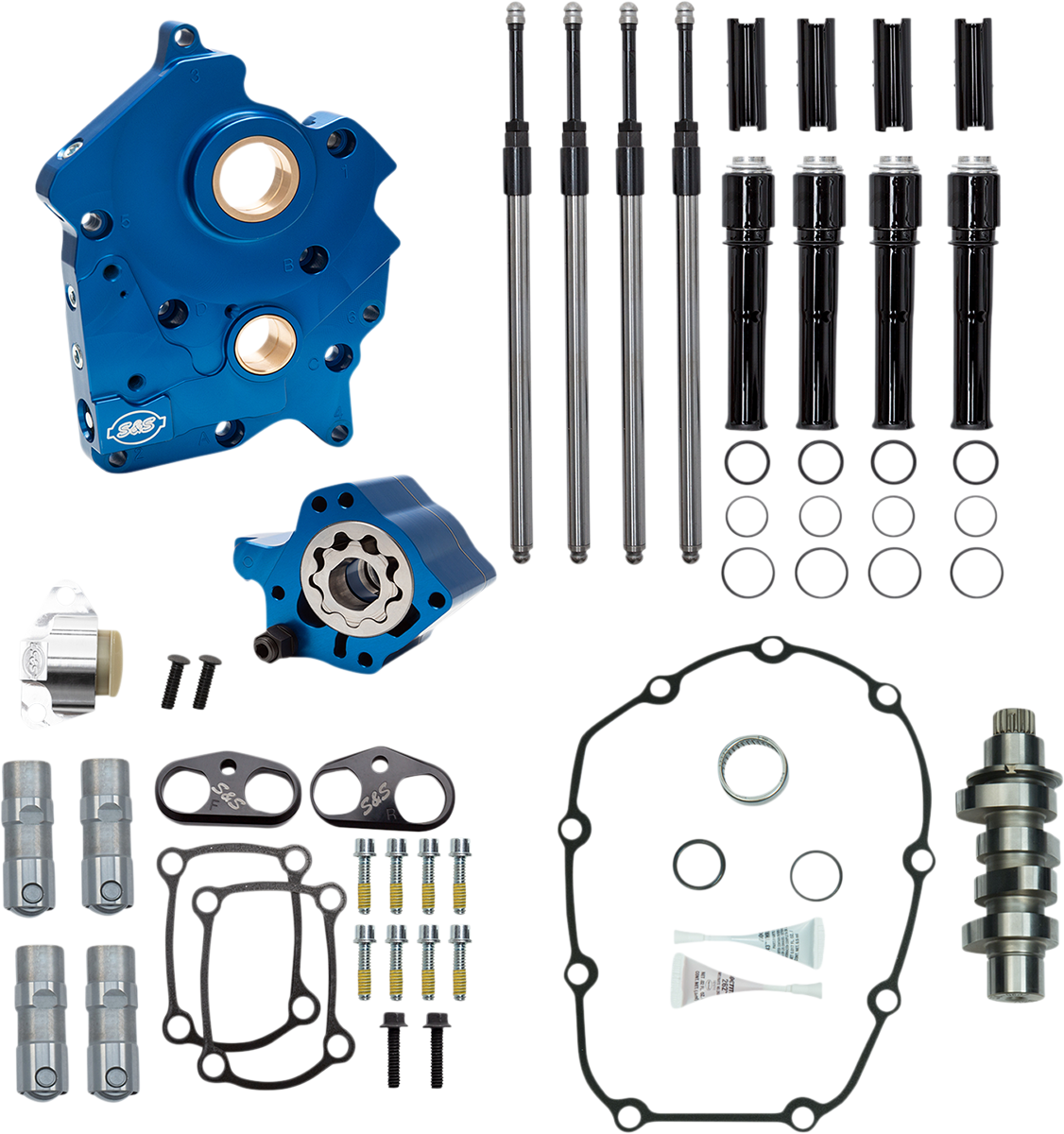 Cam Chest Kit With Plate - Chain Drive - Water Cooled - 475 Cam - Black Pushrods - M8