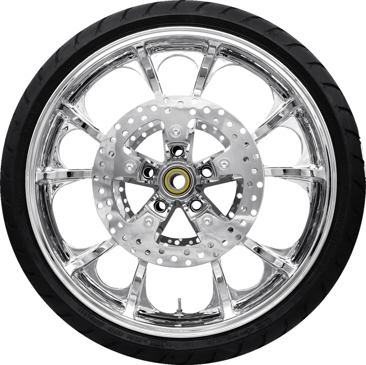Largo Front Wheel - Chrome (21") | Rotor (12.6) | Dunlop AE Tire (130/60b21)