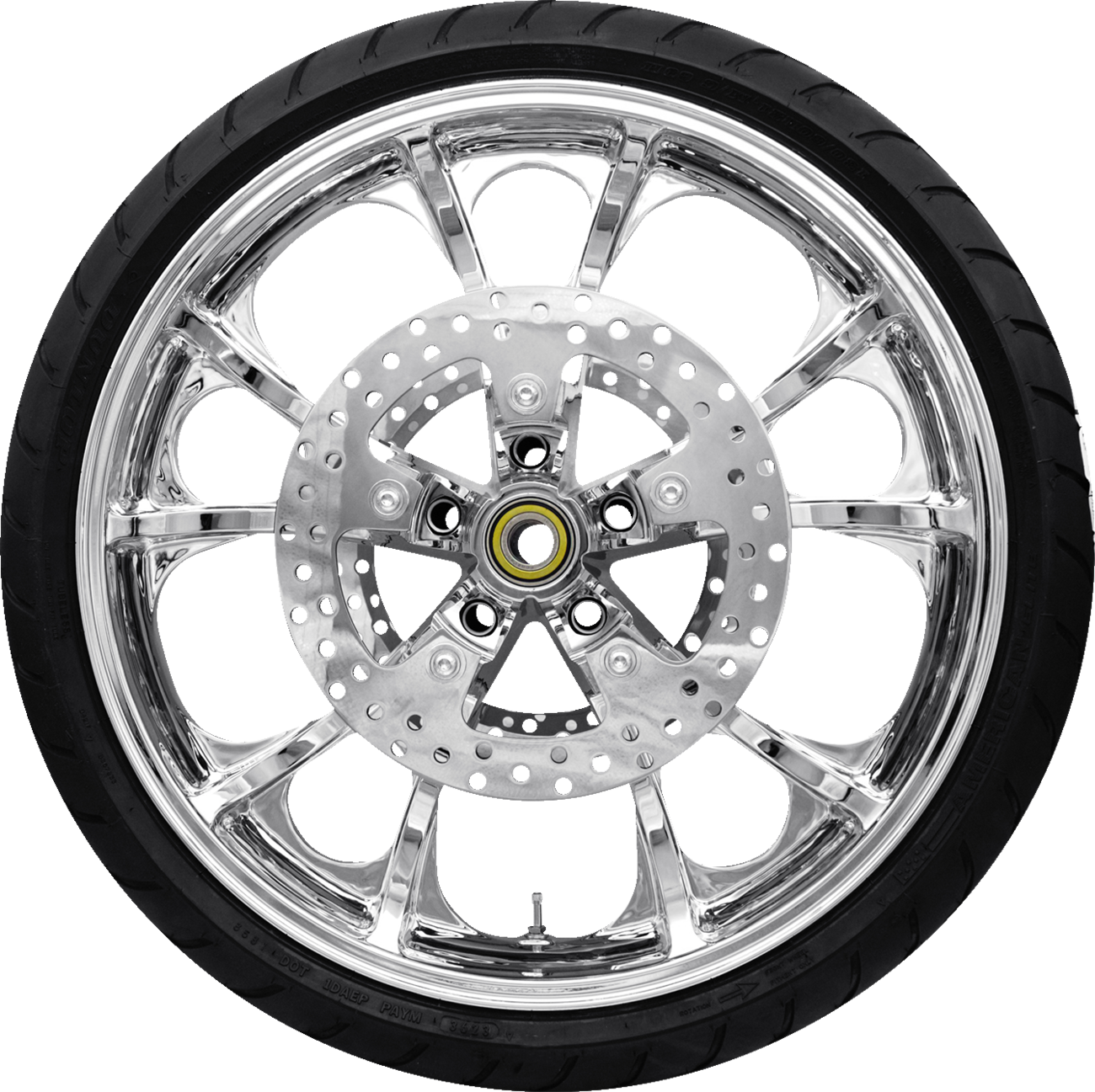 Largo Front Wheel - Chrome (21") | Rotor (12.6) | Dunlop AE Tire (130/60b21)