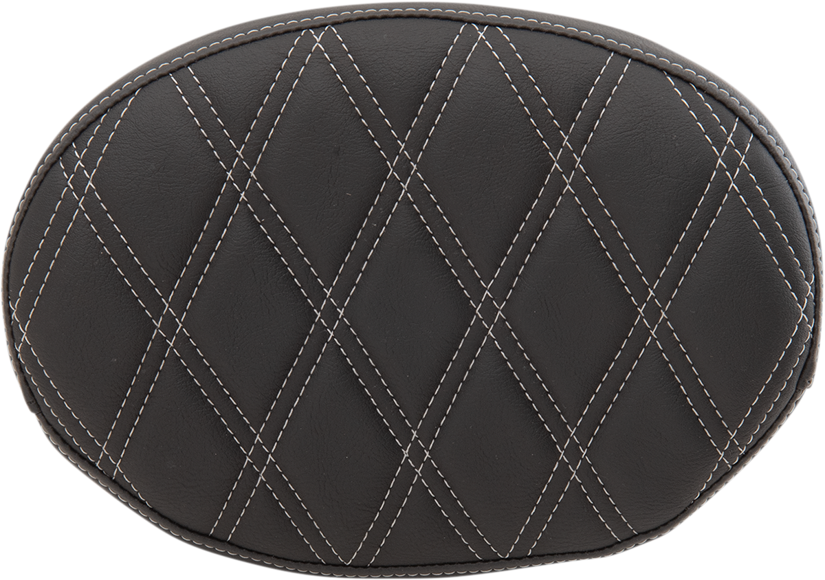 Oval Sissy Bar Pad - Double Diamond - SIlver Stitch - FL '99-'22