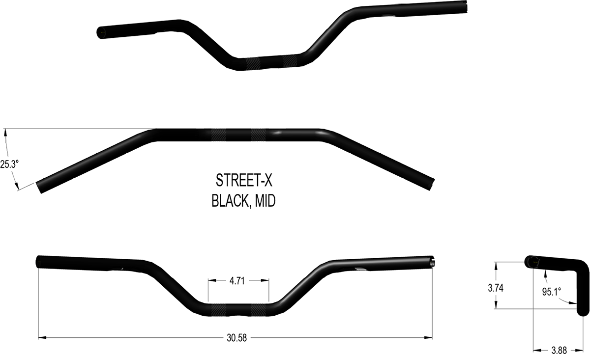 Street-X Handlebars - Mid Bend - Black