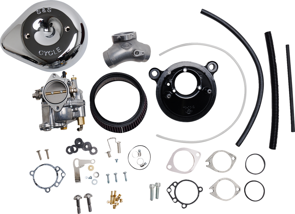 Super E Carburetor With Stealth Air Cleaner Kit - Chrome - Evolution Big Twin