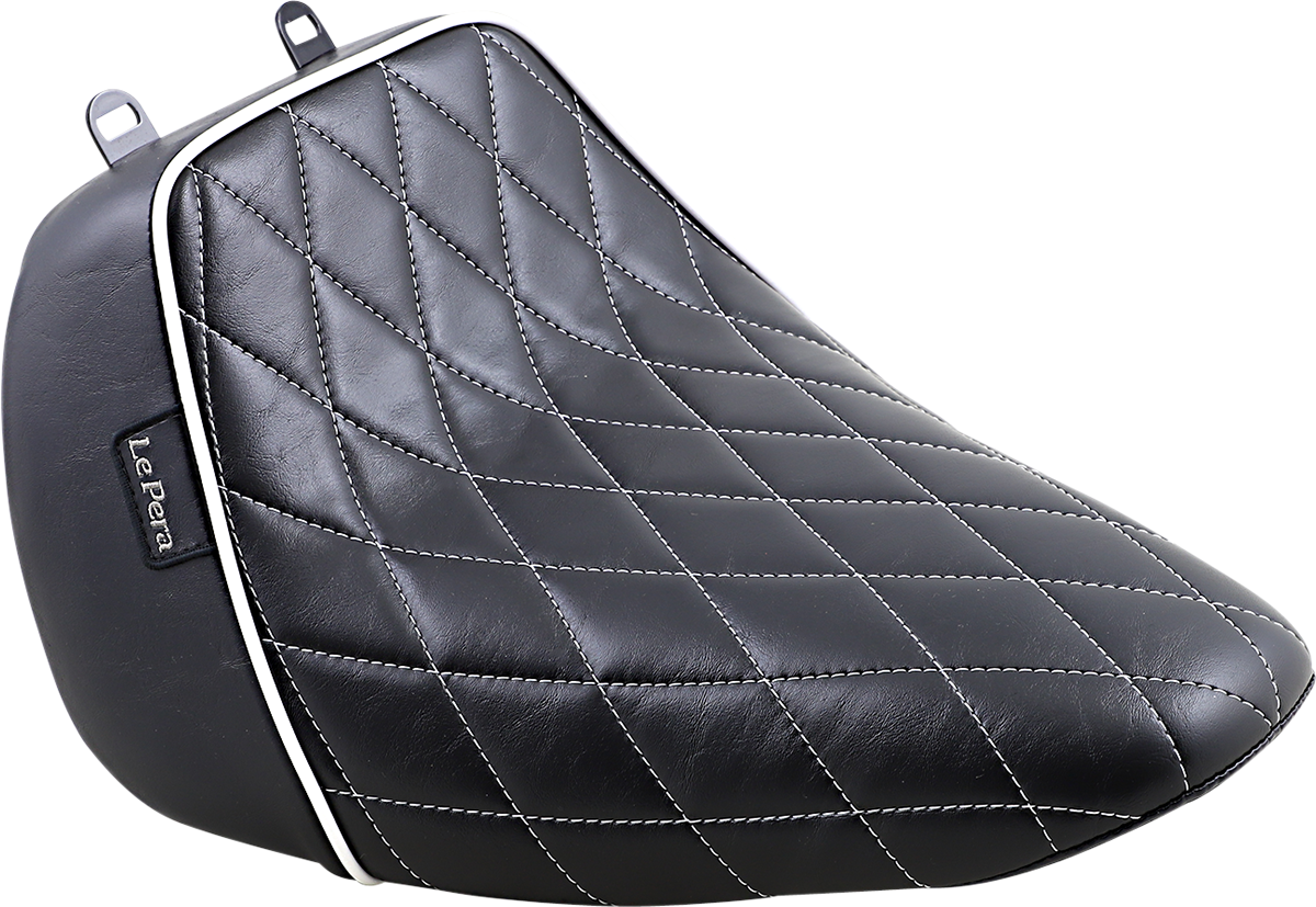 Bare Bones Solo Seat - Diamond Stitch W/ White Stitching/Piping - Black - FLFB '18-'23