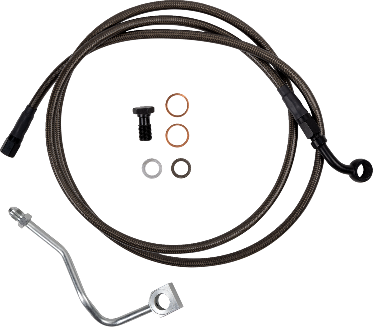 Brake Line - Upper - Carbon Coat W/ Black Fittings - +8"