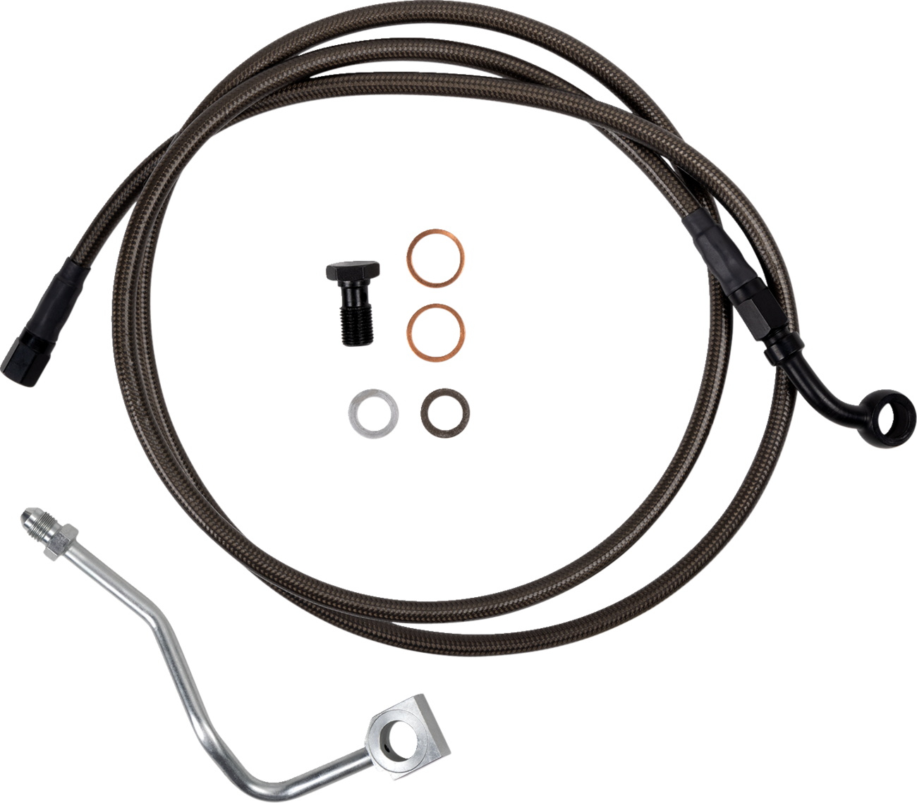 Brake Line - Upper - Carbon Coat W/ Black Fittings - +8"