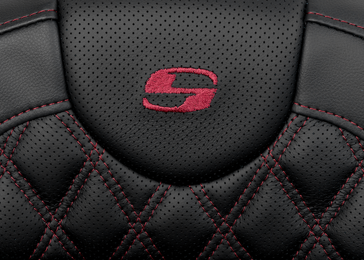 Roadsofa™ Extended Reach Seat - Lattice Stitch - Wine Berry Stitch - With Backrest - FL '08-'24