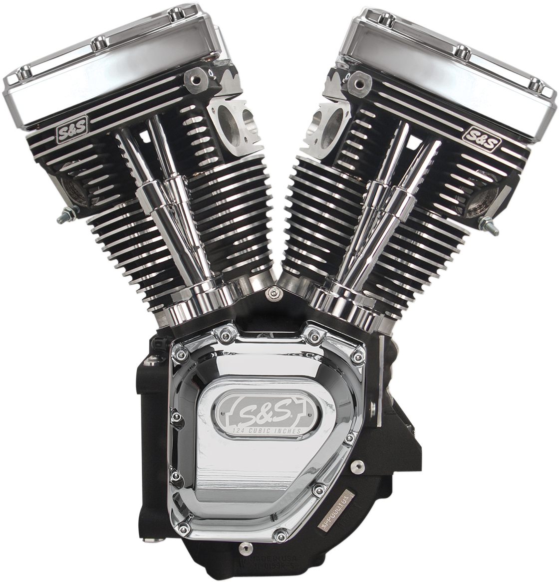 T124 Long Block Engine - Wrinkle Black And Chrome - Touring | Dyna