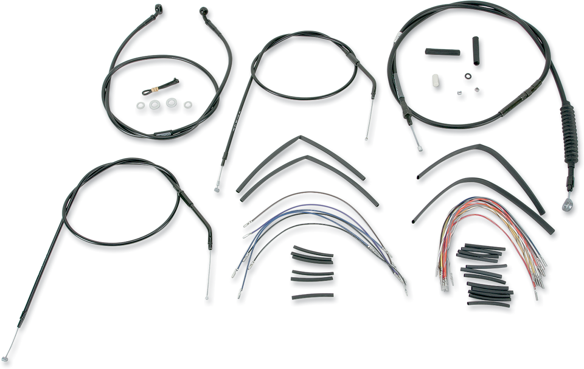 Complete Black Vinyl Handlebar Cable/Line Kit For Ape Hangers - 16" - '96-'03 Sportster