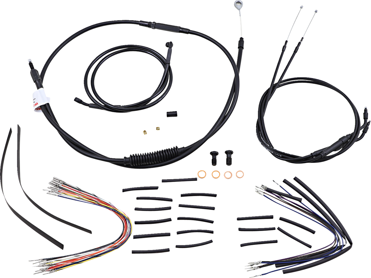 Complete Black Vinyl Handlebar Cable/Line Kit For Ape Hangers - 12" - '06 FXD