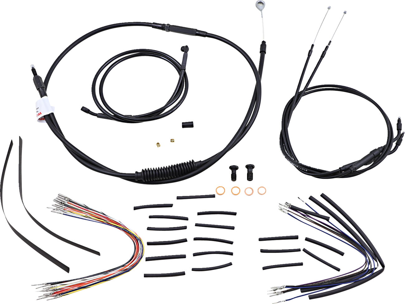Complete Black Vinyl Handlebar Cable/Line Kit For Ape Hangers - 12" - '06 FXD