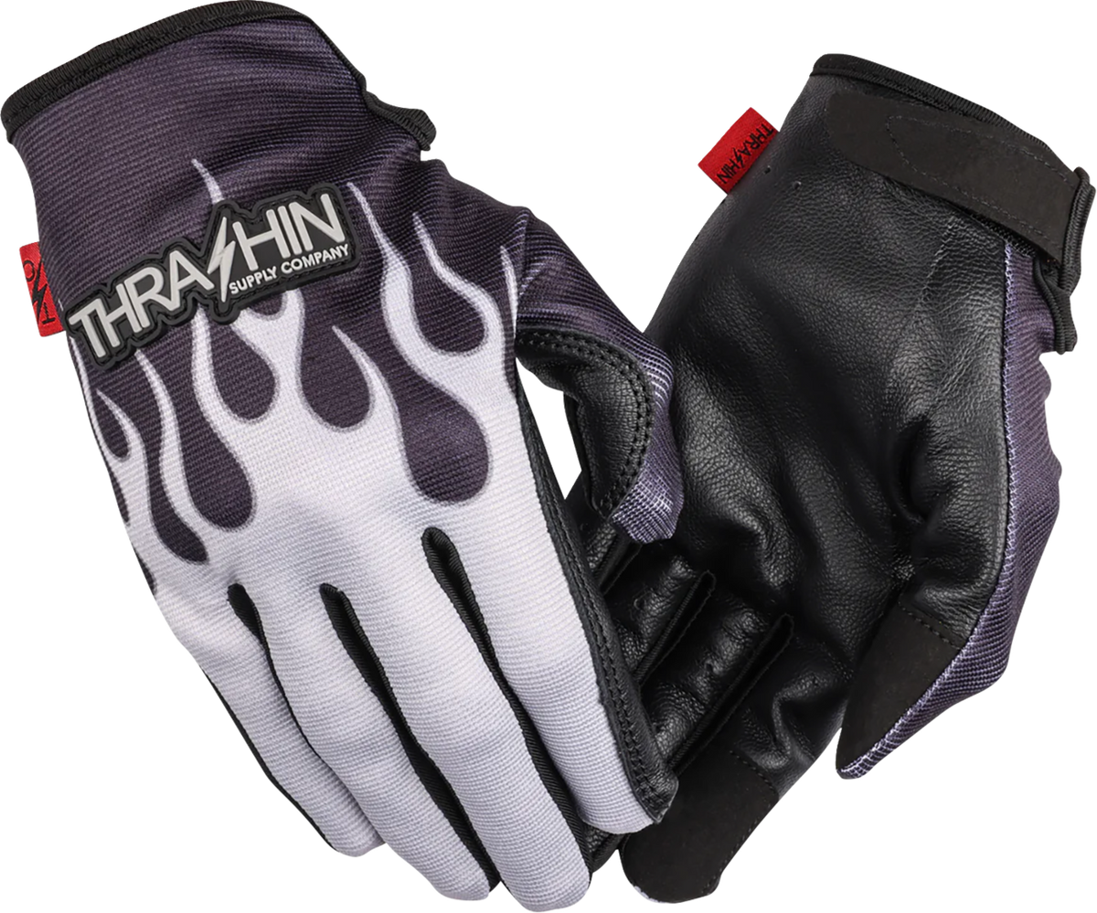 Stealth Leather Palm Flame Gloves