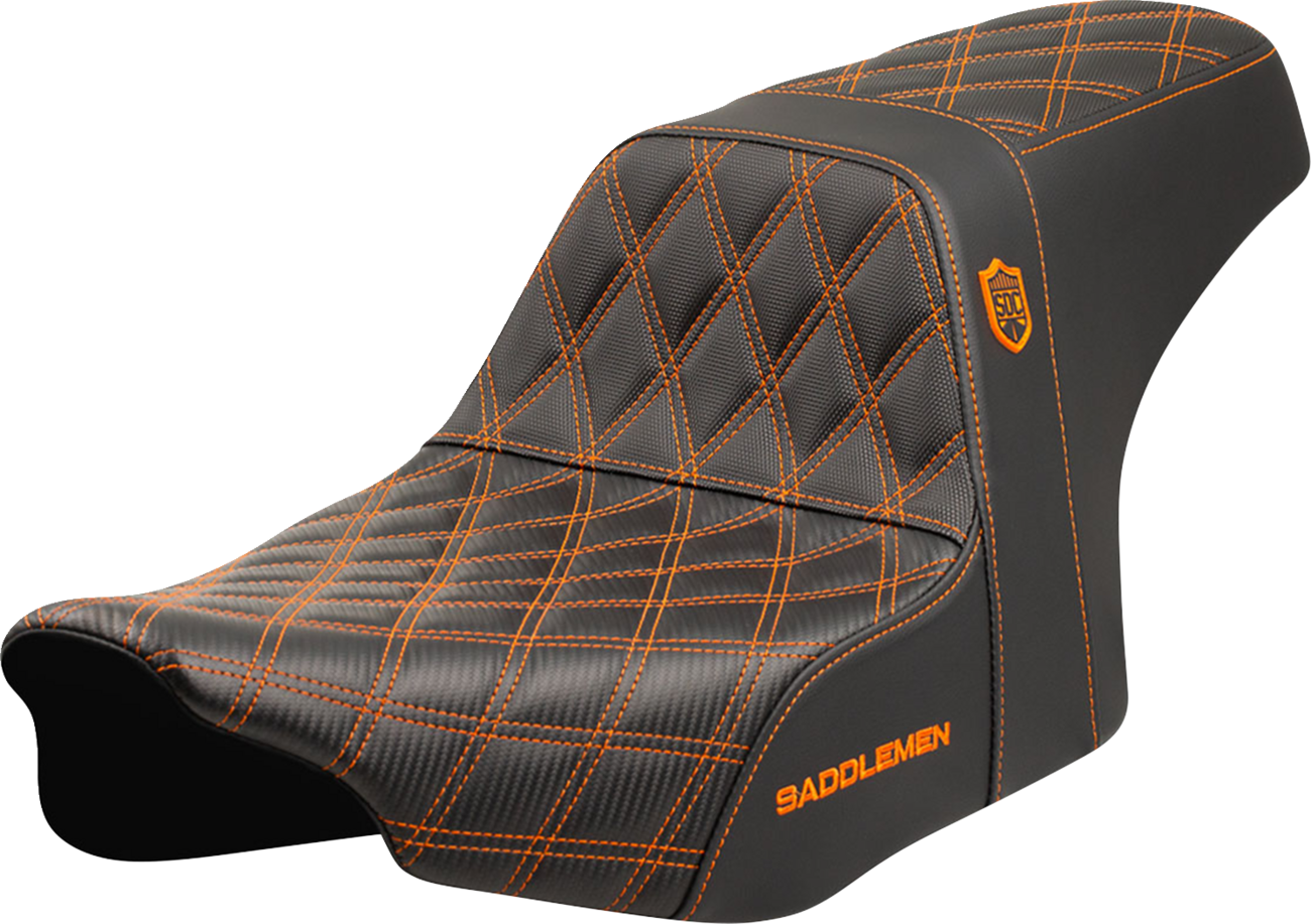 Pro Series SDC Performance Seat - Orange Stitching - W/O Backrest - FLT/FLH '23-'24