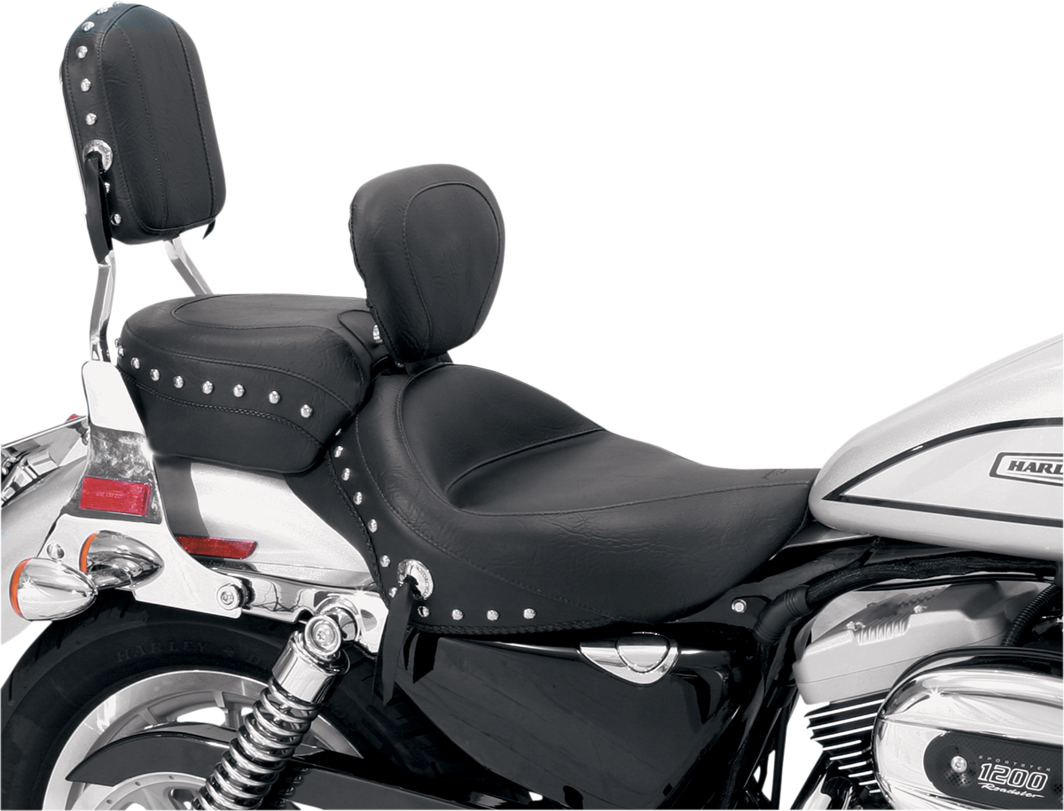 Wide Solo Seat - With Backrest - Black - Studded W/ Concho - XL '04-'21