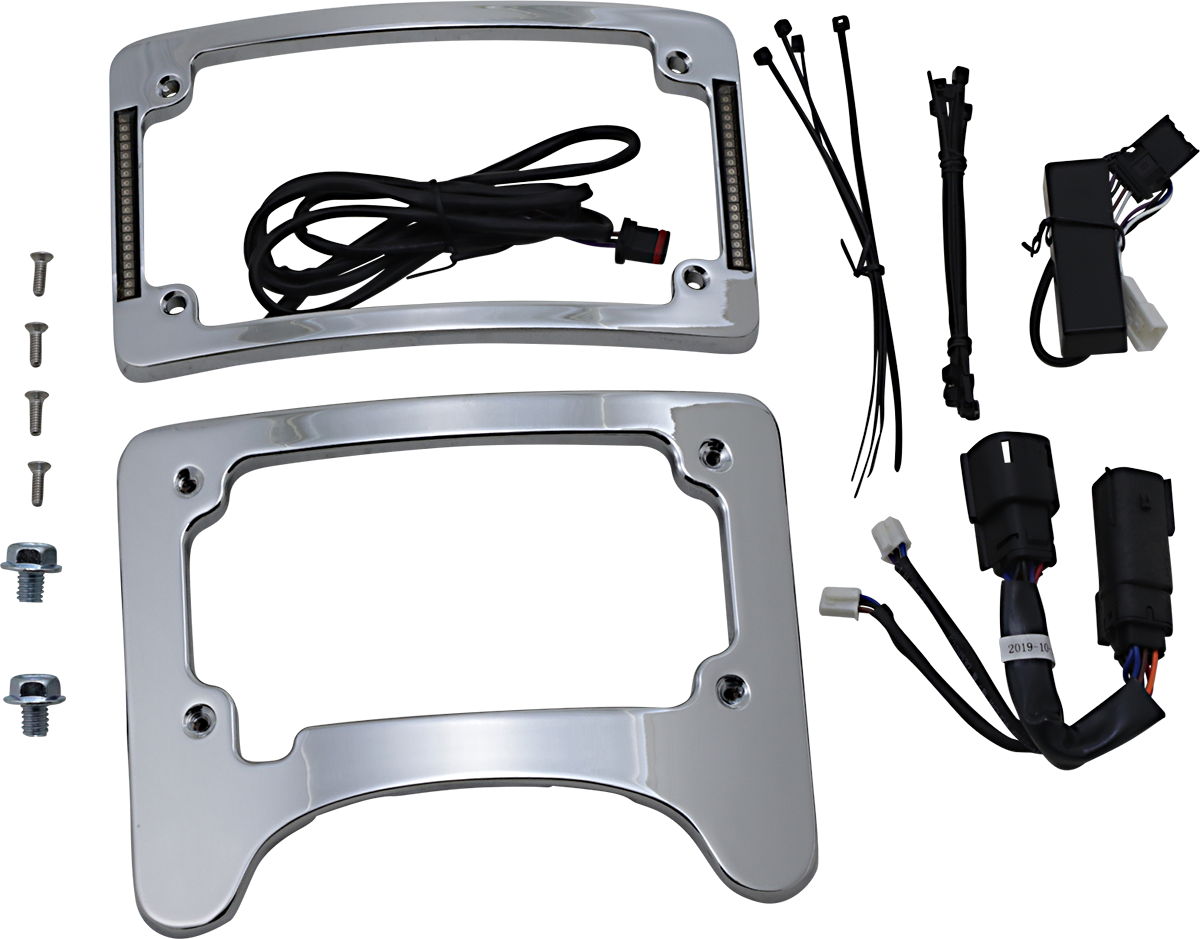 Turn Signal Eliminator With Tri Radius Illuminated Plate Frame