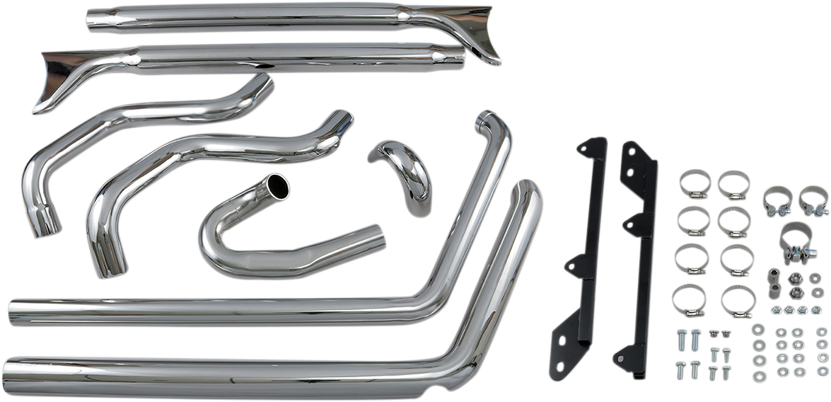 True Duals Exhaust System With Fishtail Mufflers — Without Baffles
