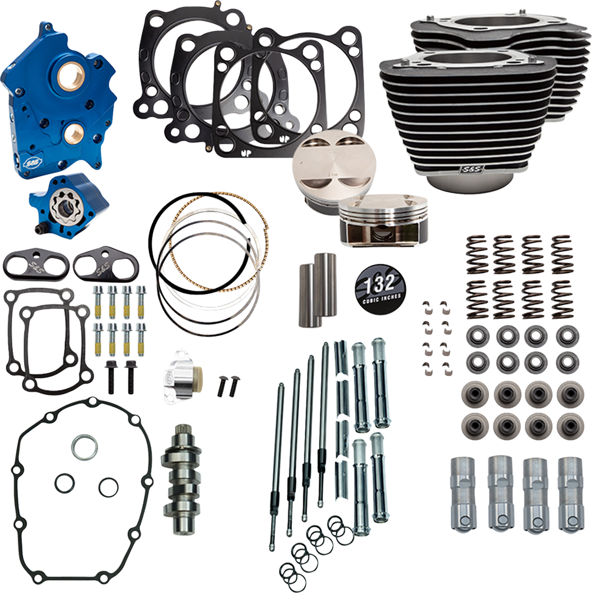 132" Power Pack - 550 Chain Drive - Water Cooled - Wrinkle Black W/Highlight Fins - 114"/117" M8