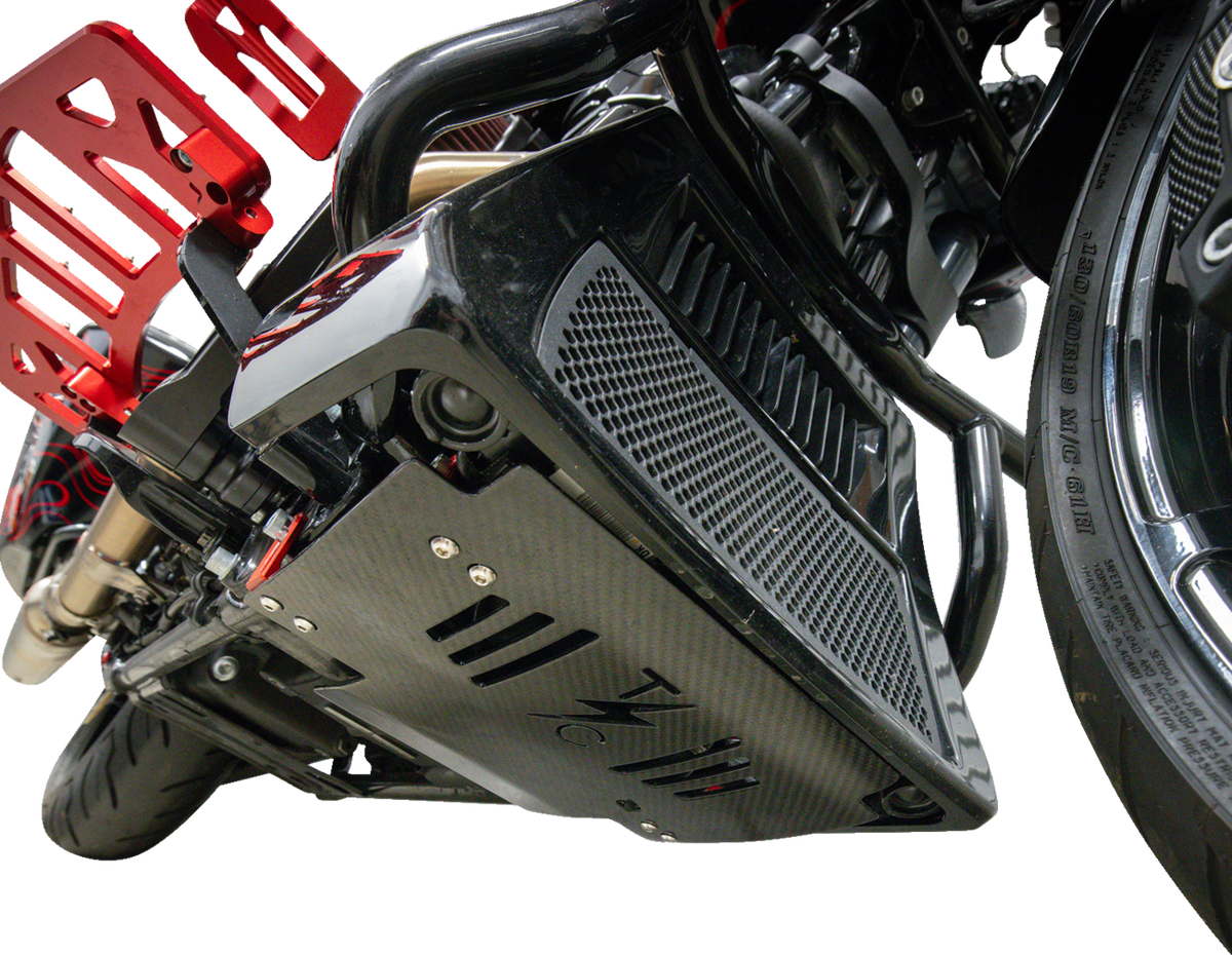 Skid Plate - Carbon Fiber/Gloss - With Red Brackets - FLHX/FLTRX