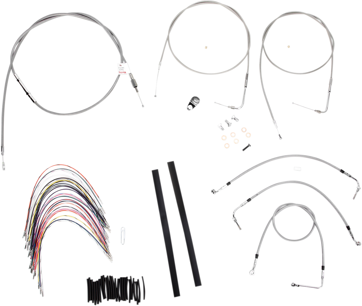 Complete Stainless Braided Handlebar Cable/Brake Line Kit - 16" Ape Hangers - '00-'06 Touring