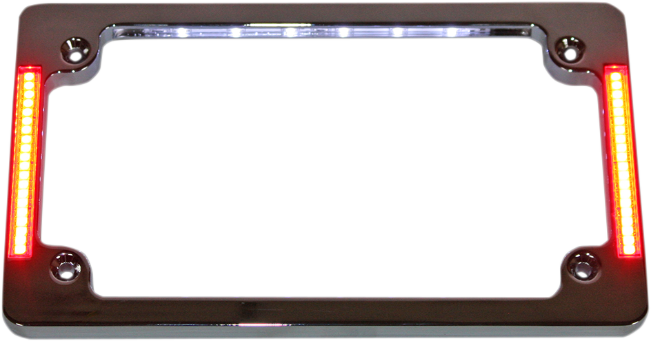 License Plate Frame With LED - Flat - Chrome