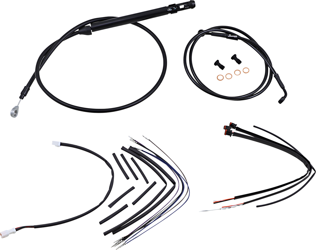 Complete Black Vinyl Handlebar Cable/Line Kit For Ape Hangers - 16" - '18-'24 FX