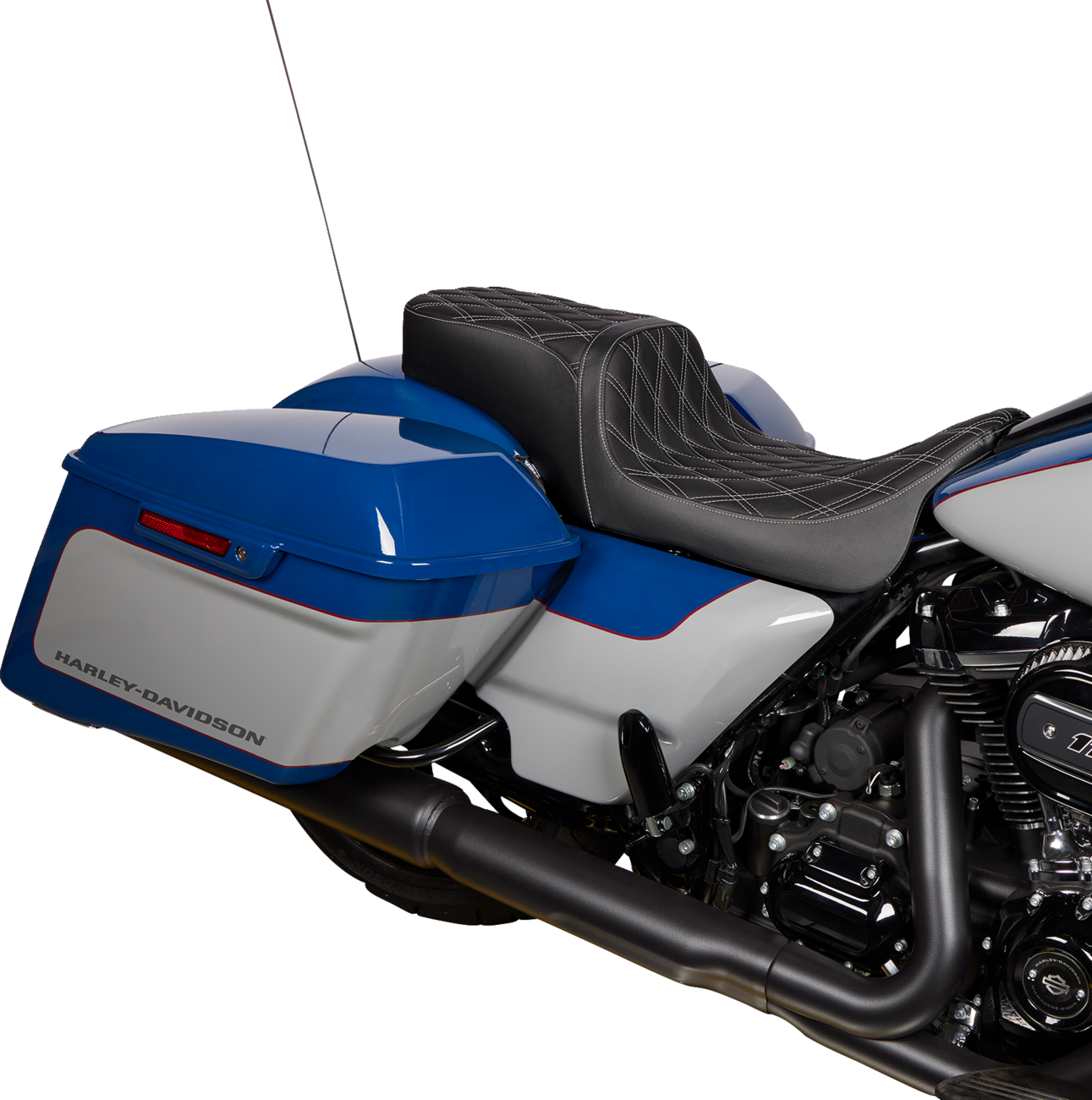Predator 2-Up Seat - Vinyl - Double Diamond Silver Stitch - W/O Backrest - FL '08-'23