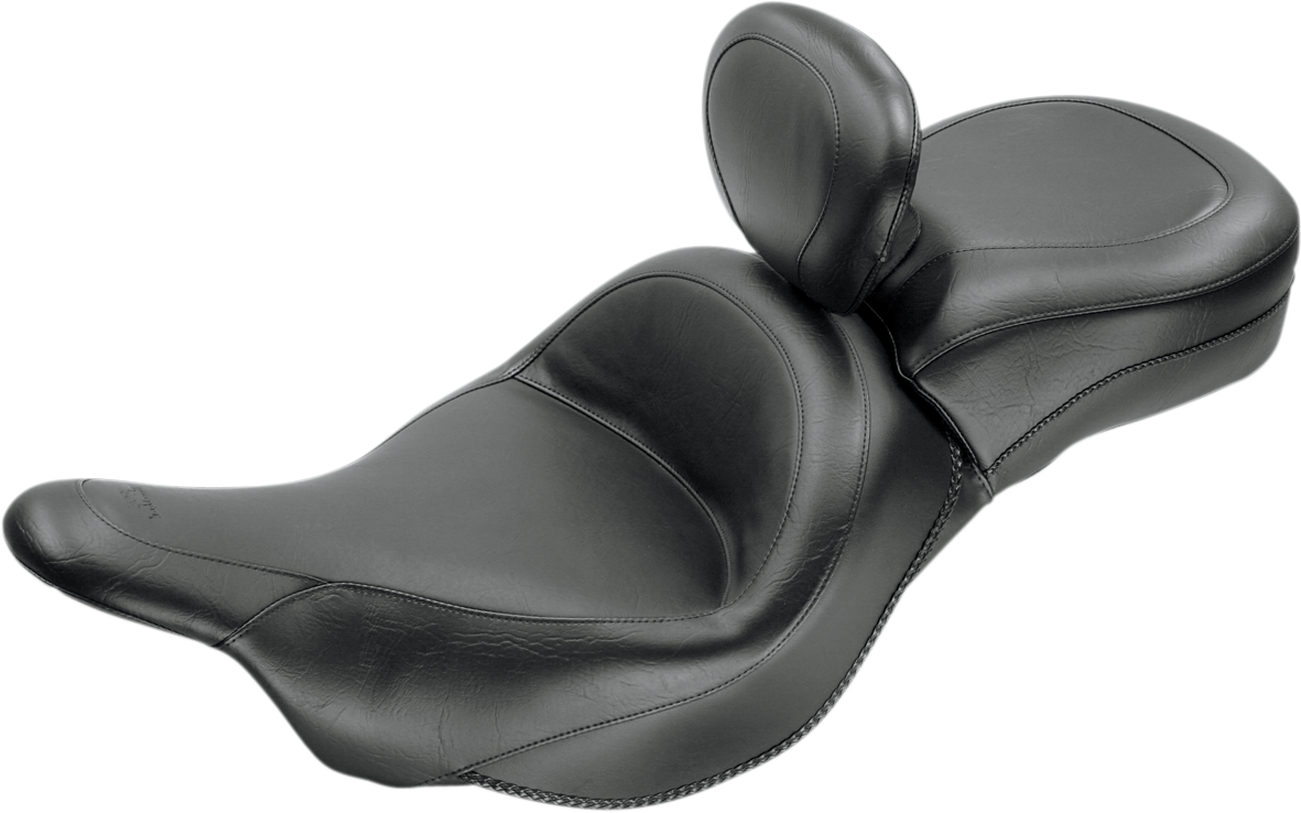 Seat - Vintage - Wide - Touring - With Driver Backrest - One-Piece - Smooth - Black - Vulcan