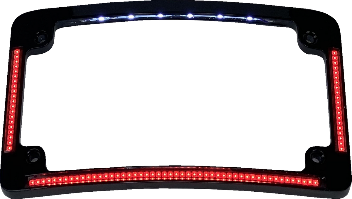Radius License Plate Frame With Auxiliary Red LEDs And Tag Illumination