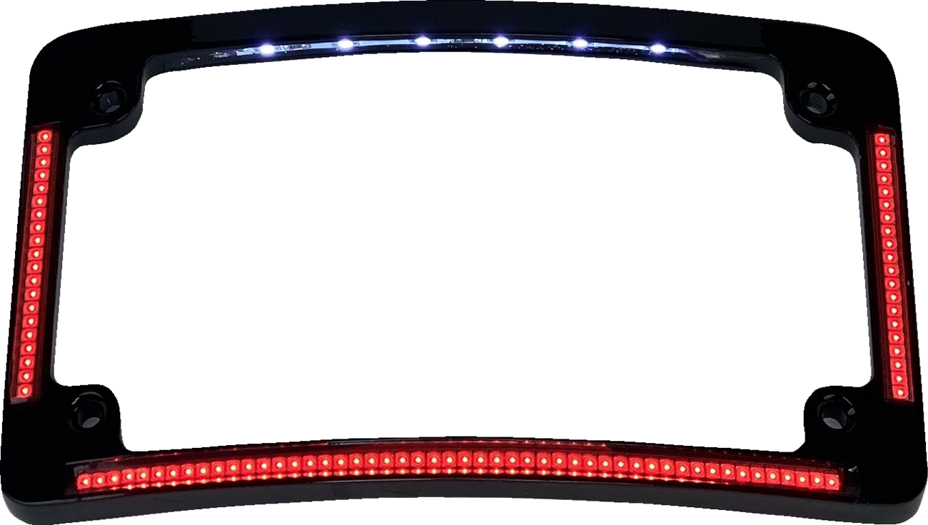Radius License Plate Frame With Auxiliary Red LEDs And Tag Illumination
