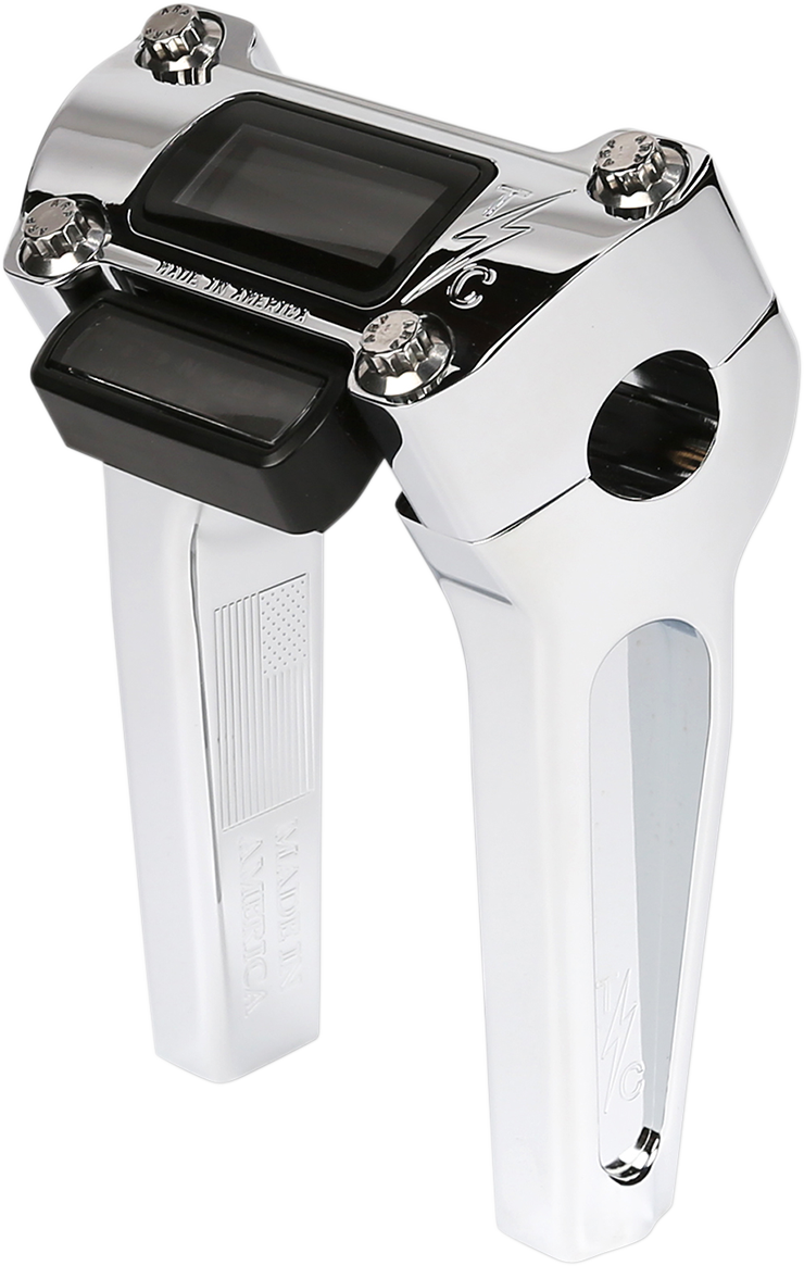 Handlebar Risers - Straight - 6" - Gauge Cutout - Chrome