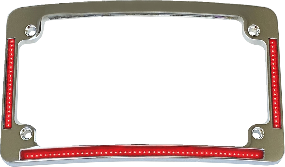 Radius License Plate Frame With Auxiliary Red LEDs And Tag Illumination