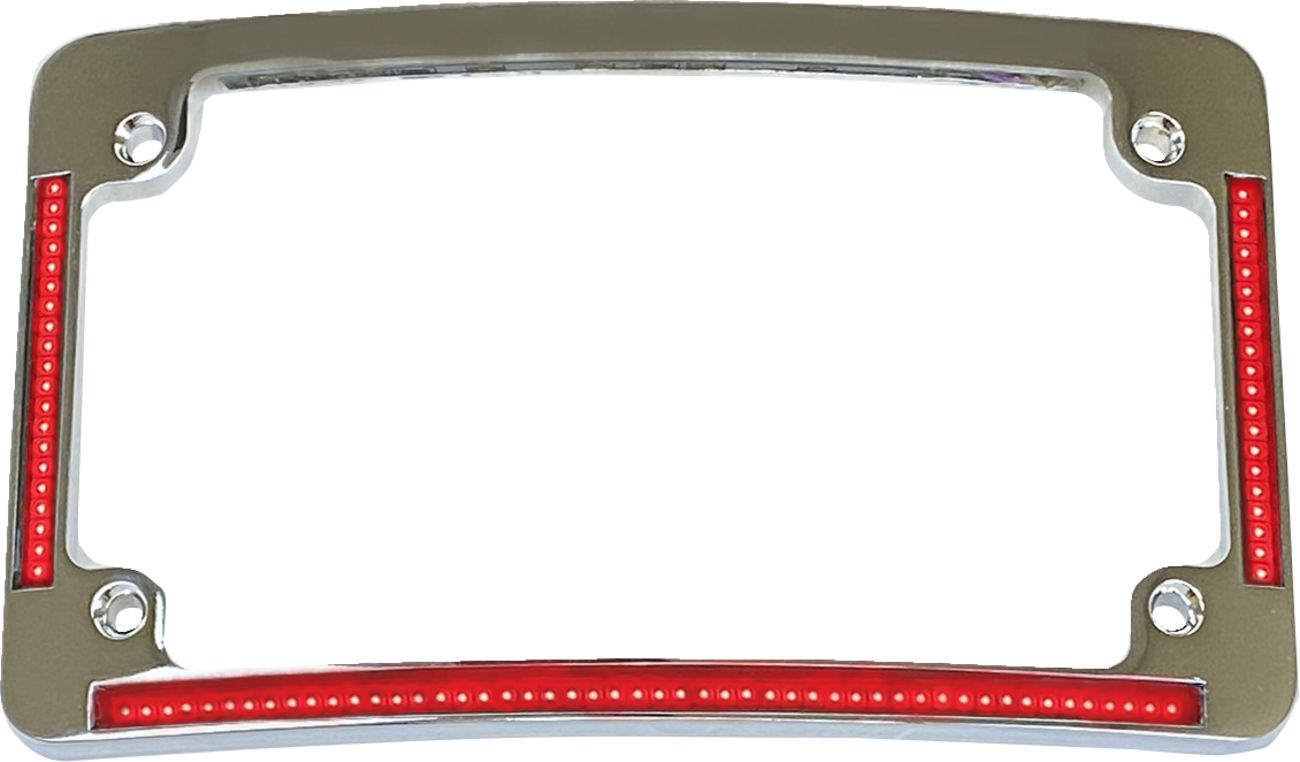 Radius License Plate Frame With Auxiliary Red LEDs And Tag Illumination