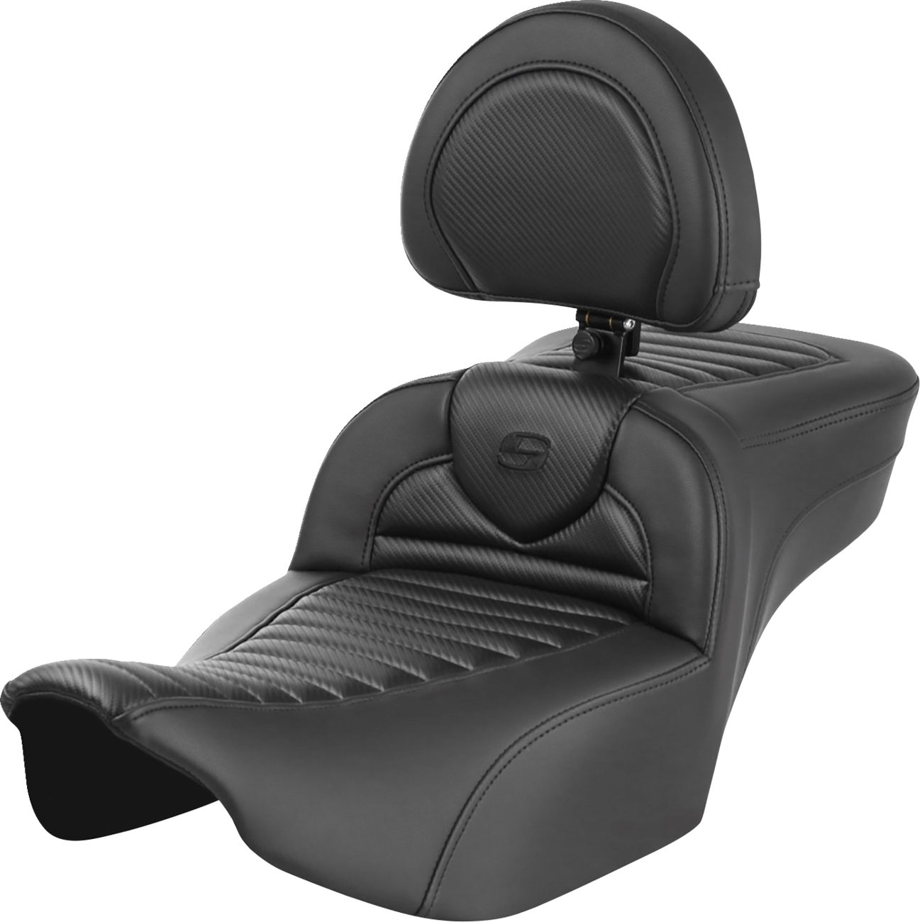 Roadsofa™ Extended Reach Seat - With Backrest - Tuck-N-Roll - Carbon Fiber - FLTR/FLHX '23-'24