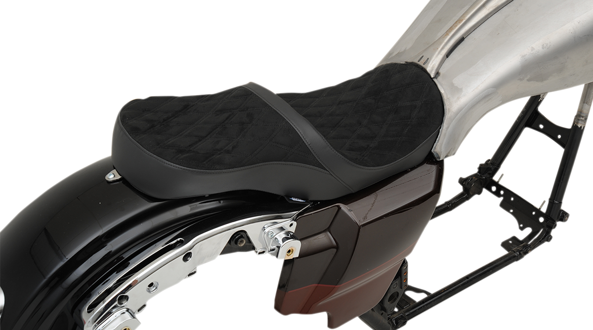 Low Touring Seat - Vinyl - Faux Suede Double Diamond - Yaffe Tanks - FL '08-'23
