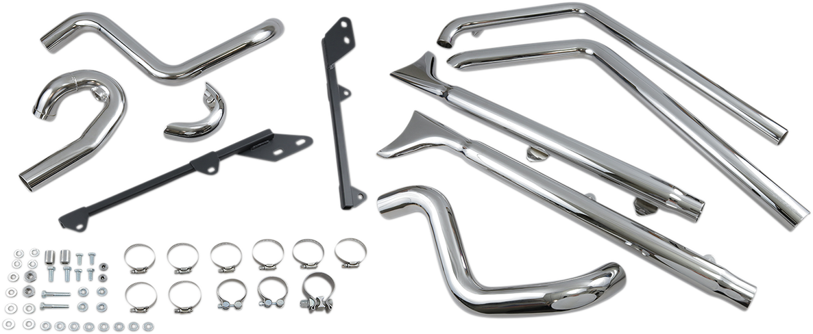 True Duals Exhaust System With Fishtail Mufflers — With Baffles
