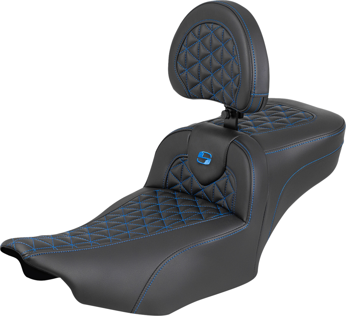 Roadsofa™ Extended Reach Seat - With Backrest - Blue Stitch - FLH/FLT '23-'25