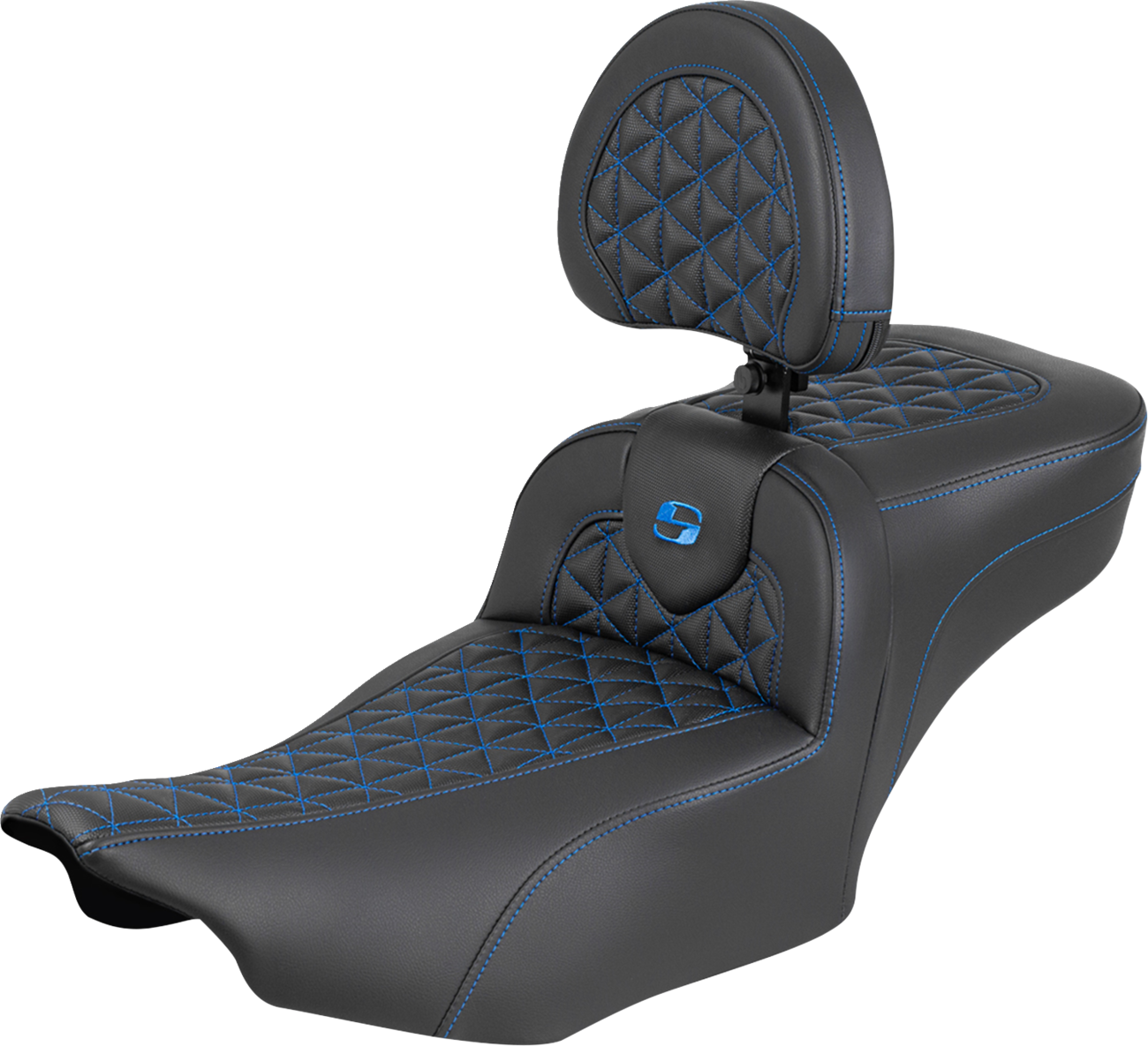 Roadsofa™ Extended Reach Seat - With Backrest - Blue Stitch - FLH/FLT '23-'25